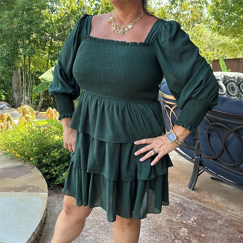 Elegant Green Off-Shoulder Mini Dress. nWT XXL